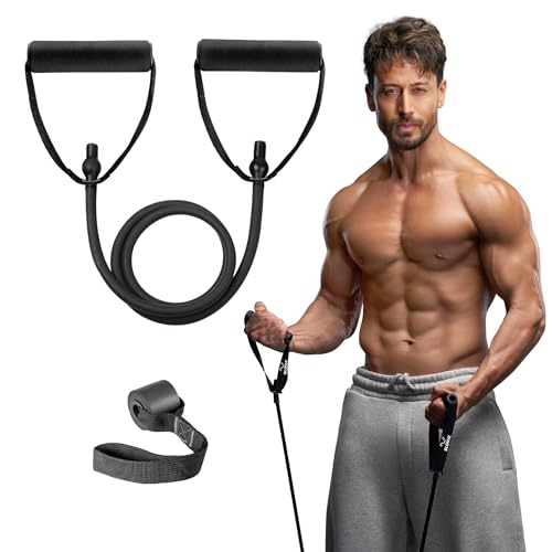 Slovic Resistance Tube [Upto 25 KG] | Black | Exercise Band & Fitness Band for Man & Woman | Resistance Bands for Home Workout | Home Gym Equipment fo