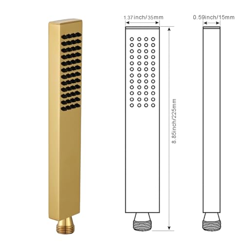Pommeau de douche carré en laiton doré universel haute pression
