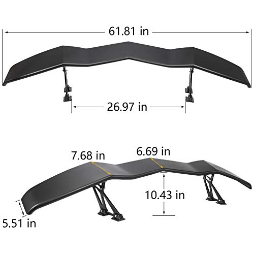 Trunk Spoiler Universal for Chevy Camaro Dodge Charger Challenger Ford Mustang GT Lambo Style Rear Spoiler Wing Tail Lid (61.8inches Length) - Thumbnail 2