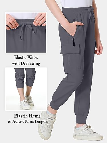 Image of EXARUS Girls Hiking Cargo Pants Joggers Teen Quick Dry Lightweight Slim Fit | Tween Youth Camping Pants Kids Hip Hop Dance Athletic Tapered Lightweight Track Safari Drawstring Woven /Knit 6-14Y