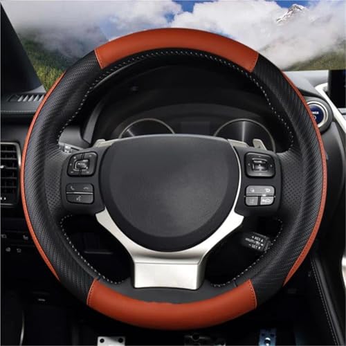 車 ステアリングカバー マイクロファイバーレザーカーステアリングホイールカバー ために レクサス Is250 RX350 Is350 GX460 Is300 ES350 RC LS NX CT200h カーアクセサリー ハンドル 保護カバー(コーヒー)