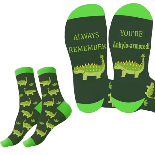 Liomxase Inspirational Gifts - Dinosaur Gifts for Adults Motivational Encouragement Positive Uplifting Cheer up Emotional Support Graduation Gift Ideas for Boys Men Sons Socks Stocking Stuffers