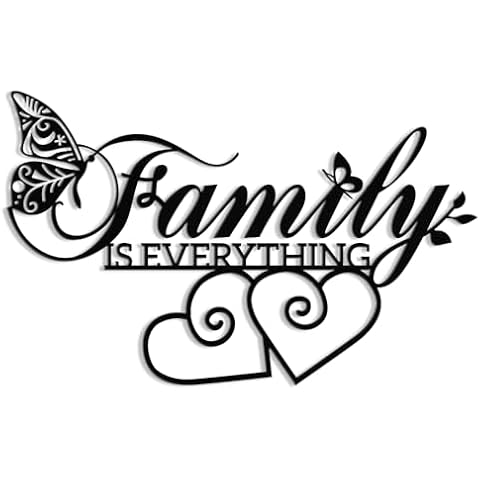 XORT Family Sign Metal Wall Decor, Metal Family Wall Art, Family is Everything Sign for Living Room, Bedroom Wall Hanging Decor. (Black - 16 x 10 inch) Cover