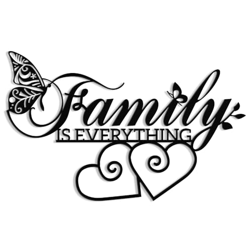 XORT Family Sign Metal Wall Decor Family is Everything Sign for Living Room Bedroom Wall Hanging Decor Black 16 x 10 Inch