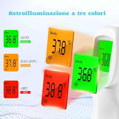 Berrcom Termómetro para la fiebre sin contacto por infrarrojos para la frente, termómetro digital médico 3 en 1 LCD - imagen 3