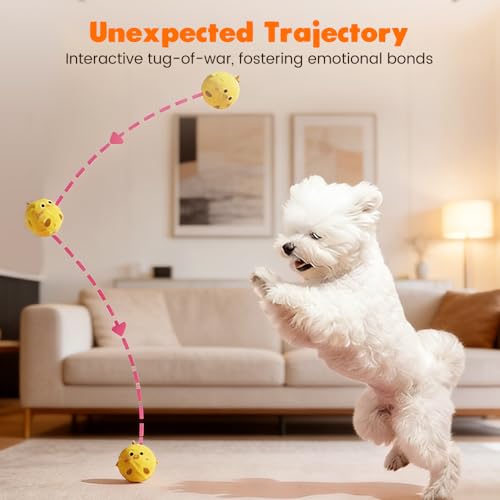 Plush Spiky Ball Dog Toy, 2026 New Interactive Dog Toys, Jumping Squeaky Chew Toy Ball with Soft Durable Fabric for Small Medium Large Dogs Puppy Teething Toys (Yellow)