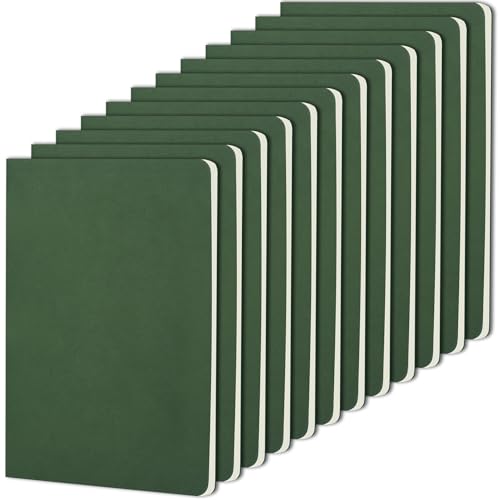 ZCZN 12 Pack Cuadernos A5 Libreta A5 Lineas 30 Hojas /60 Páginas Cuaderno de Notas Rayado con Kraft Verde Oscuro para Viajar Dibujar Escribir Diario