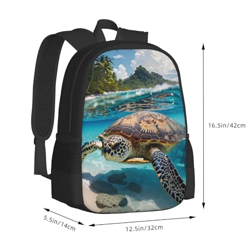 17 Inch Backpack for Beach Turtle Lightweight Adjustable Animal Backpacks with Mesh Side Pockets for Travel Outdoor Sports3