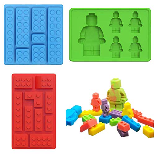 Building Brick Robot Multi-size Minifigure Silicone Ice Cube Tray Candy Chocolate Fondant Mold for Kids Party's and Baking DIY Cake Building Block Themes