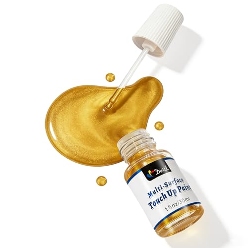 DWIL Liquid Gold Leaf Paint - Multi Surface Gold Touch Up Paint Pen Fast Drying Acrylic Metallic Finish Scratch Repair for Metal Wood Craft Canvas Plastic 1.5 Fl Oz (High Gloss)