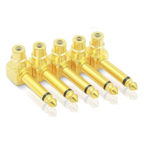 KUYIOHIFI RCA to 1/4" Audio Adapter, 90 Degree 6.35mm Mono Plug Male to RCA Female Connectors (RCA to 1/4" Adapter-6Pack) Cover