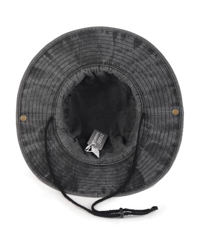 Image of Zylioo XXL Boonie Sun Hat for Big Heads, Washed Wide Floppy Brim Hiking Hat with Chin Strap, Cooling Safari Fishing Hat
