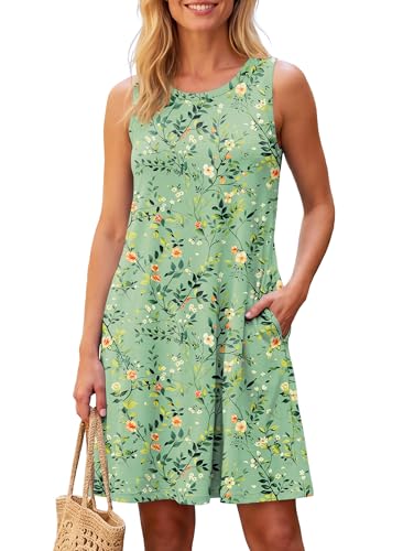 Image of VIISHOW Womens Round Neck 3 /4 Sleeves A-line Casual Tshirt Dress with Pocket