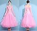ZYDSN Embroidery Ballroom Waltz Dance Dress for Competition Modern Tango Performance Dress Flamenco Foxtrot Dance Costume,Pink,XL
