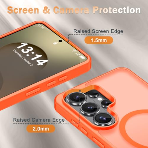 Image of for Samsung Galaxy S26 Ultra Case, Matte Magnetic Phone Cover, Orange | Fit for MagSafe, Screen Protector included, Shockproof Military Grade Protection, Translucent Frosted Back