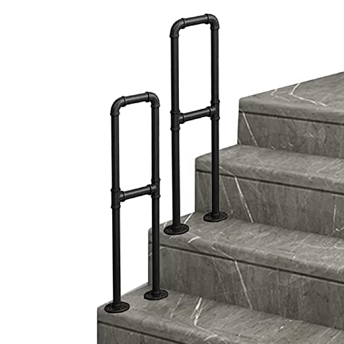 Pasamanos de escalera de metal de 2 piezas, pasamanos en forma de U, pasamanos de escalera antideslizantes, barra de soporte para pasillo de loft de villa, para escalones de interior y exterior, kit