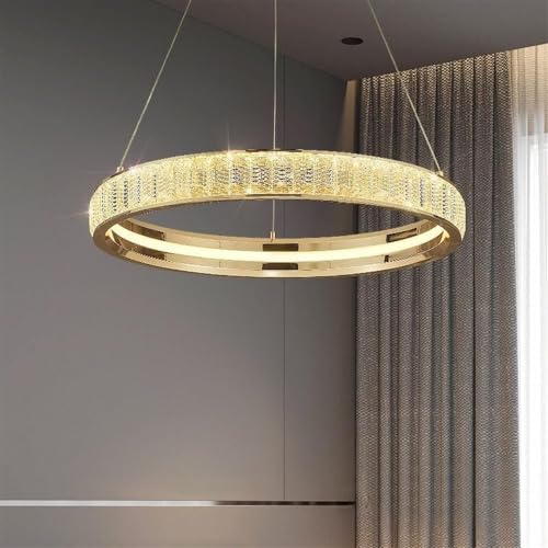 Lustre en anneau de cristal créatif pour salle à manger