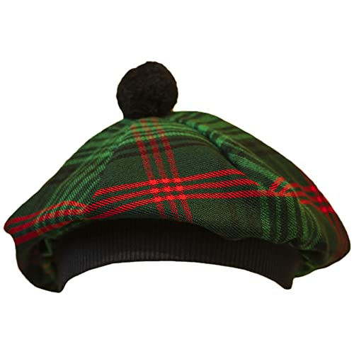 Image of Scottish Tam O' Shanter Hat Tartan Bonnet Pom Pom Wool Flat Cap One Size