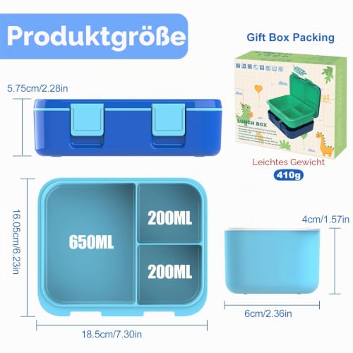 hombrima Lunchboxen, Bento Lunchbox Frischhaltedose mit Multi-Fächern für Jungen Mädchen Kinder Erwachsene Arbeit Schule Picknick Outdoor – Ansicht 3