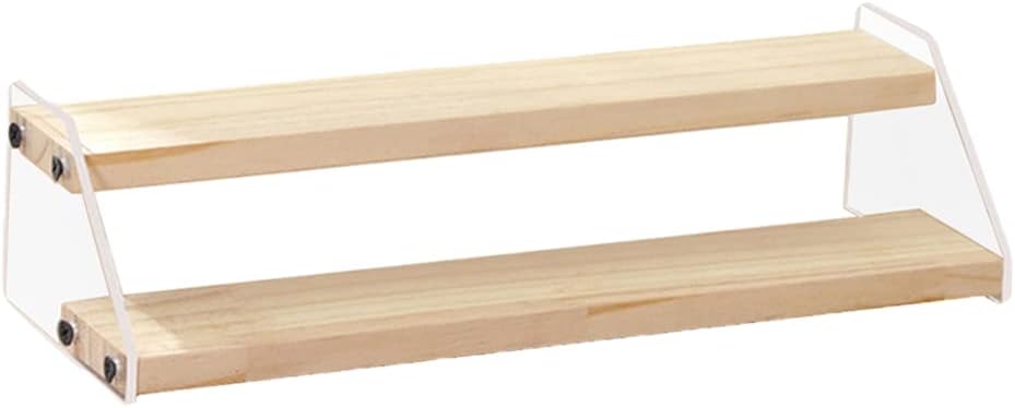 Acrylic Stand Display Shelf Stand Action Figure Shelf Display Organizer with Acrylic Wood for Smooth Edge Suitable for Collectibles Office Bed, 15.7inch Width, 2 Layer