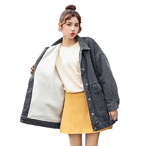 Veste d'hiver en jean noir femme contre le froid manteau coton ample taille M