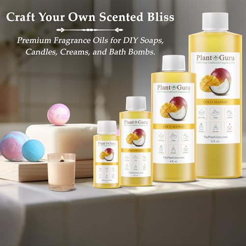 Coco Mango Fragrance Oil 4 fl. oz. Scented Oil for DIY Soap Making, Candles, Bath Bombs, Body Butters. Used in Aromatherapy Diffusers, Burners and Warmers. Great Addition to Lotions and Creams.