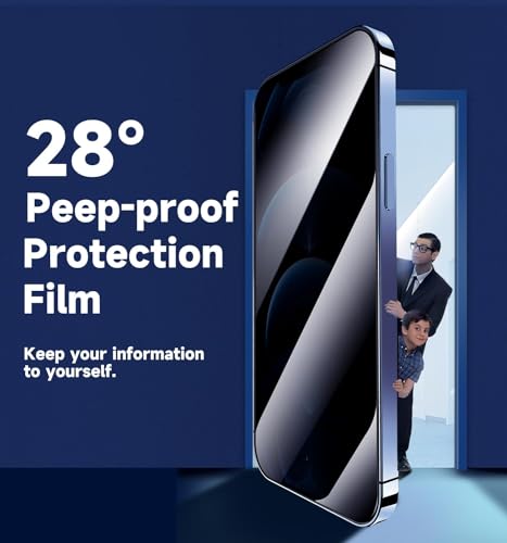 Image of MAGIC JOHN 2 Pack for iPhone 12 Pro Max Privacy Glass Screen Protector, Auto Dust-Elimination Installation, Bubble Free, Anti Spy, Easy Installation