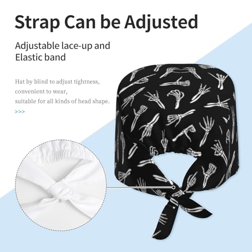 Image of Adjustable Working Cap Breathable Unisex Women Men Elastic Bandage Tie Back Hats Scrub Nursing Doctor Surgeon Cap