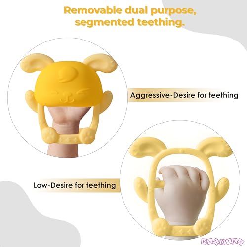 Image of Bembika Baby Teether Toys Bunny Shape, Baby Teether Silicone, Baby Teether Keys for Teething -(Yellow).
