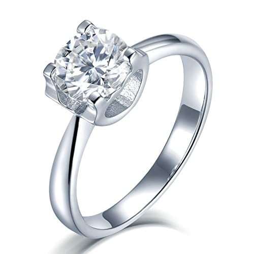 Bague Solitaire Argent Véritable en Forme de Cœur d'une Finition Joaillerie