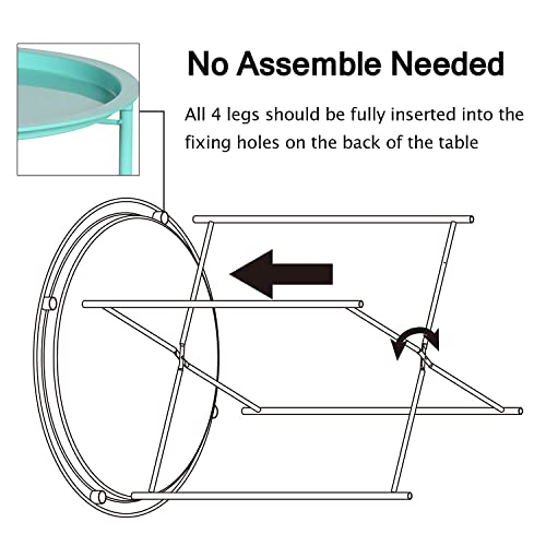 Vecelo Side/End Table, Folding Round Metal Anti-Rust And Waterproof Outdoor Or Indoor Tray For Living Room Bedroom Balcony And Office, 1 Pcs, Green #TOP6