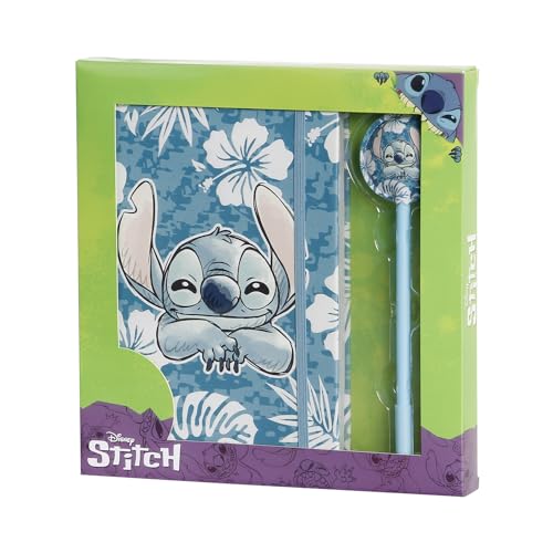 Disney Lilo y Stitch Aloha-Caja Regalo con Diario y Bolígrafo Fashion, Azul, 22,4 x 23,2 cm