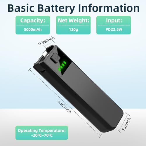 Image of 5000mAh Battery Handle Compatible with DJI osmo Pocket 3 | Portable osmo Pocket 3 Battery Handle, Reserved 1 /4 inch Thread, 22.5W Fast Charging