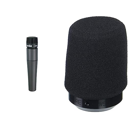 Shure SM57 Cardioid Dynamic Instrument Microphone with Pneumatic Shock Mount, A25D Mic Clip & A2WS Locking Microphone Windscreen - Reduces Unwanted Breath and Wind Noise, Black - image 1