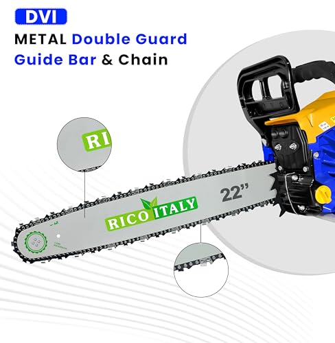 Image of DVI 5800 Heavy Duty Chain Saw with 58 CC, 2 Stroke Petrol Engine Power & 22 inchinch Blade /Bar Cordless Chain Saw Cuttingsaw For Farm, Garden & Professional Use (DVI RI 58CC CHAINSAW)