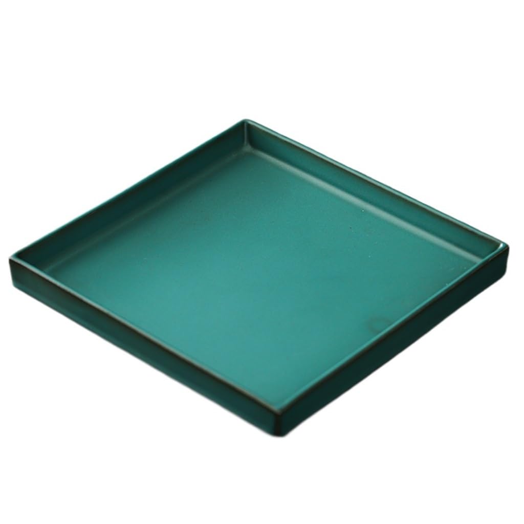 GTHTUHFD Kung Fu Tea Tray Ceramic Tea Tray Square Household Tea Tray Retro Kung Fu Tea Set Dry Brewing Tray Tea Room Tray,size_name-M