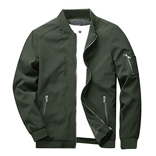 Crysully Men's Lightweight Baseball College Bomber Jacket For Outdoor, Camping, Travel Army Green #TOP6