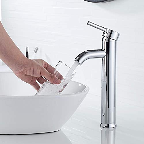 Bathroom Vessel Sink Faucet Modern Basin Mixer Tap Chrome Tall Body Single Handle One Hole Lavatory Faucet #TOP4