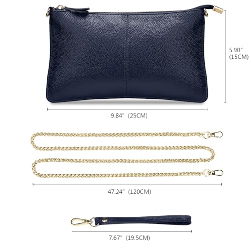 Image of YALUXE Genuine Leather Wristlet Handbags Purses Cell Phone Pocket Clutch Wallet Crossbody Bags for Women
