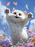 DIY Diamant Painting Kits Bilder für Erwachsene Anfänger, 5D DIY Tiere Katzen Schmetterlinge...