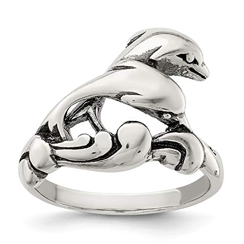 925 Sterling Silver Solid Polished finish Dolphin Ring Size 6 Jewelry Gifts for Women