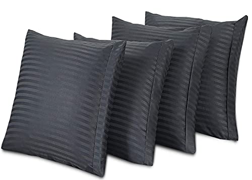 Grauer 4er Pack Kissenschutz Standard 50,8 x 66 cm Baumwoll-Satin dicht gewebt 3-4 Mikron Porengröße hohe Fadenzahl 400 Stil Reißverschluss weiß Hotel-Qualität Cover