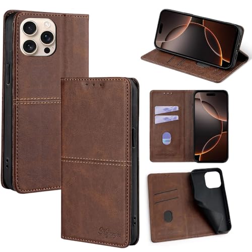 Jiajihua Funda Compatible con Huawei Mate 20 Kickstand Flip Wallet Ranura para Tarjetas Cierre magnético Brown