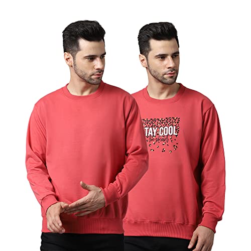 Image of Mack Jonney Fleece Round Neck Printed Sweatshirt for Men (Pack of 2)-SW RRN PNK 49 Sky 02-P
