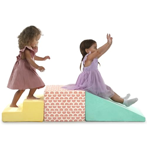 Delta Children Play Your Way 3-Piece Foam Gymnasium - Soft Climbing Toys, Baby Foam Climbing Blocks for Toddlers, Foam Play Gym Climber Structure, Indoor Climb and Crawl Activity Play Set, Tropical