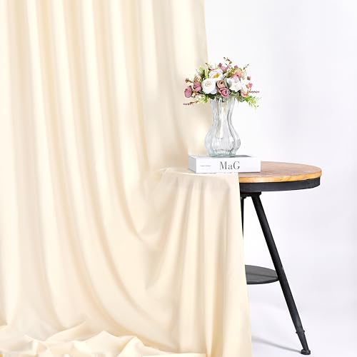 Image of Beige Backdrop Curtains Photography Background Drapes: 20ft x 8ft Polyester Fabric Panels - for Birthday Anniversary Ceremony Decorations