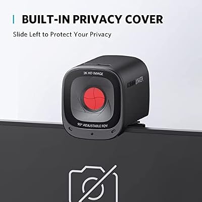 Anker PowerConf C200 2K Webcam for PC/Laptop/Mac, Computer Camera, Low-Light Correction, AI-Noise Canceling Mics, Adjustable Field of View, Built-in Privacy Cover, Stereo Mics, for Meeting