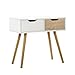 Produktbild [en.casa] Retro Konsolentisch/Beistelltisch/Schreibtisch 'Osnabrück' mit 2 Schubkästen (Weiß/Eiche) - Design (60x29,5x56,7cm)