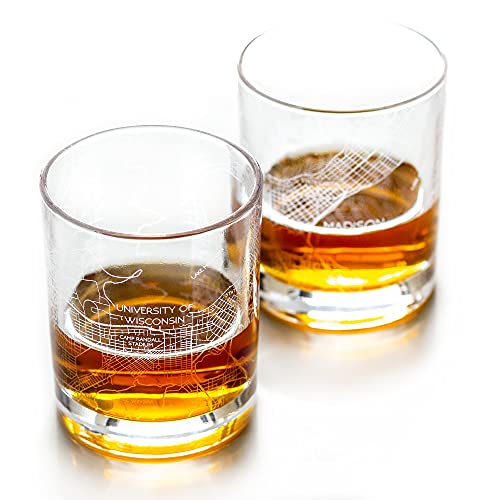 RESSCU Madison Laser Etched Map Whiskey Glasses, Set of 2