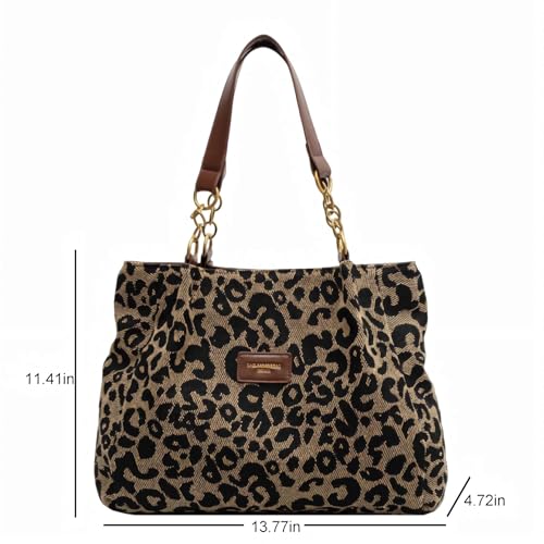 Bolso tote de hombro tipo animal print con cadena y cremallera miniatura 5
